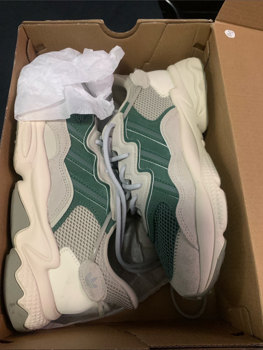 LIKE NEW Adidas Ozweego Green and Cream Athletic Sneakers